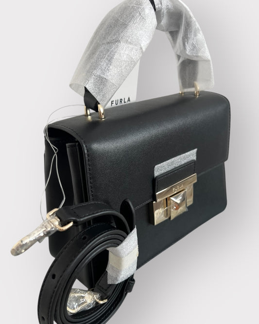 Geantă Furla Tea Mini Top Handle – Vitello Kera UNI Nero