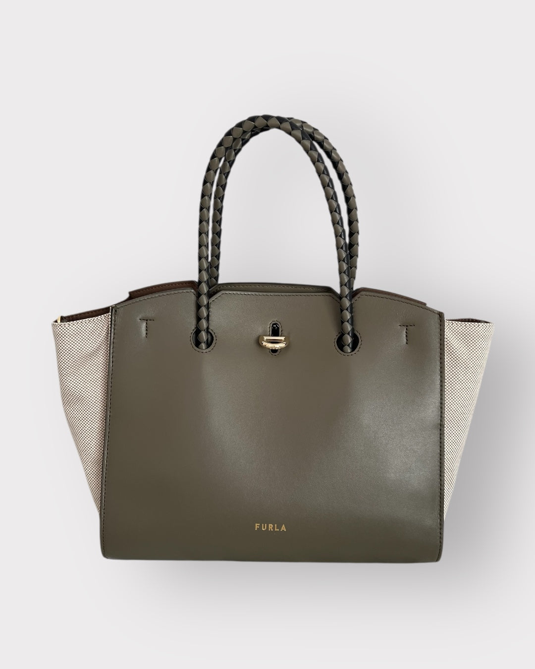 Geantă Furla Genesi M Tote – Tessuto Canvas + Vitello ROM