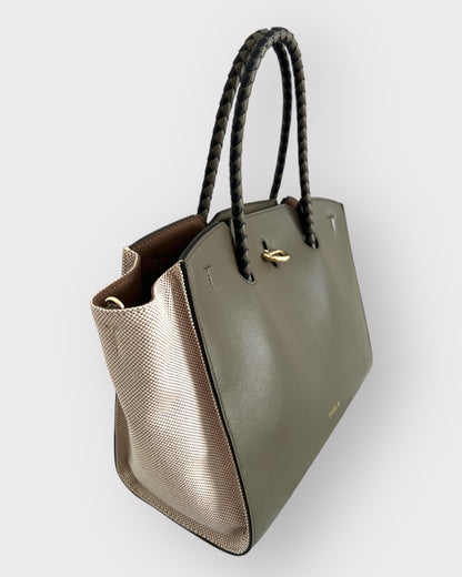 Geantă Furla Genesi M Tote – Tessuto Canvas + Vitello ROM