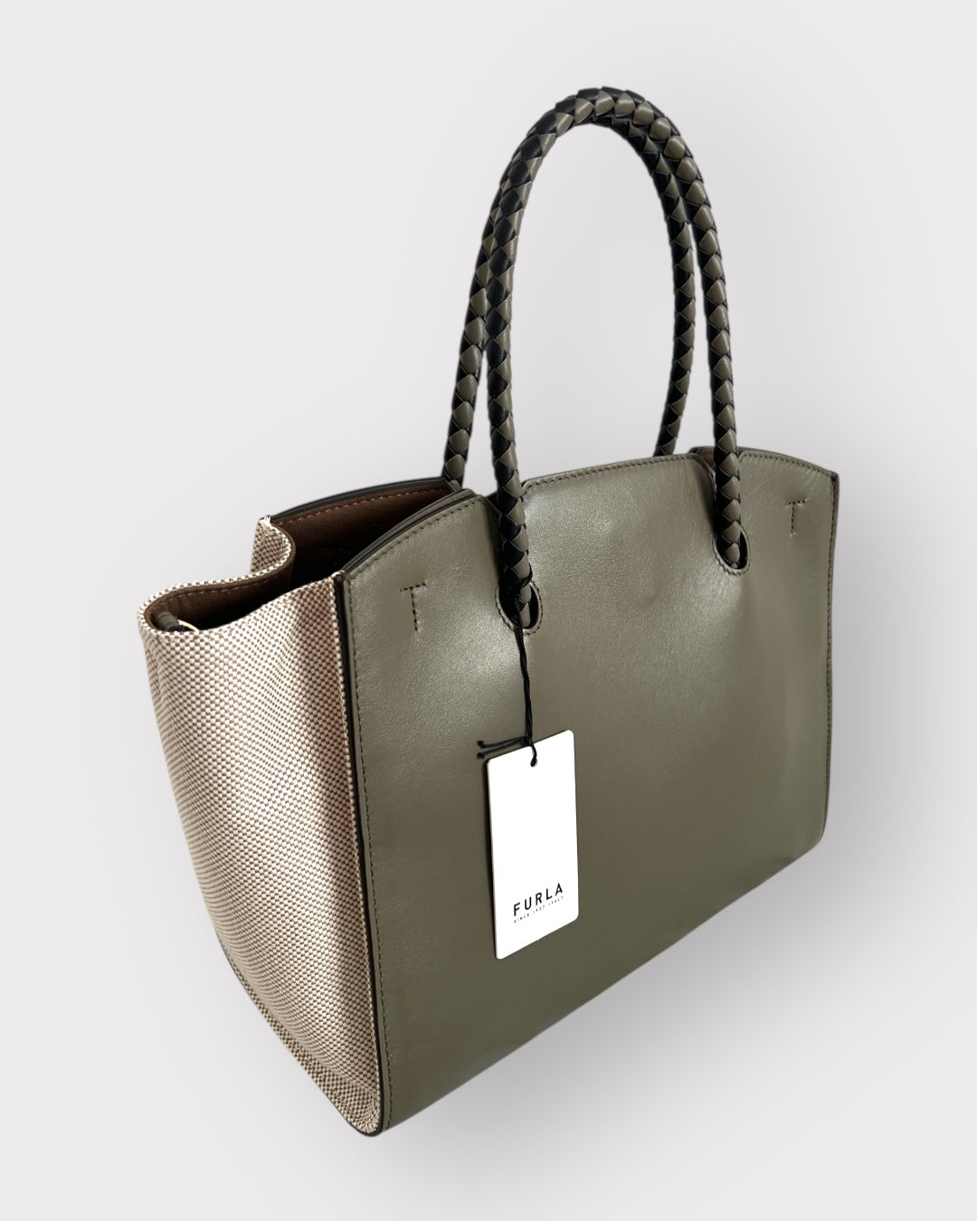 Geantă Furla Genesi M Tote – Tessuto Canvas + Vitello ROM