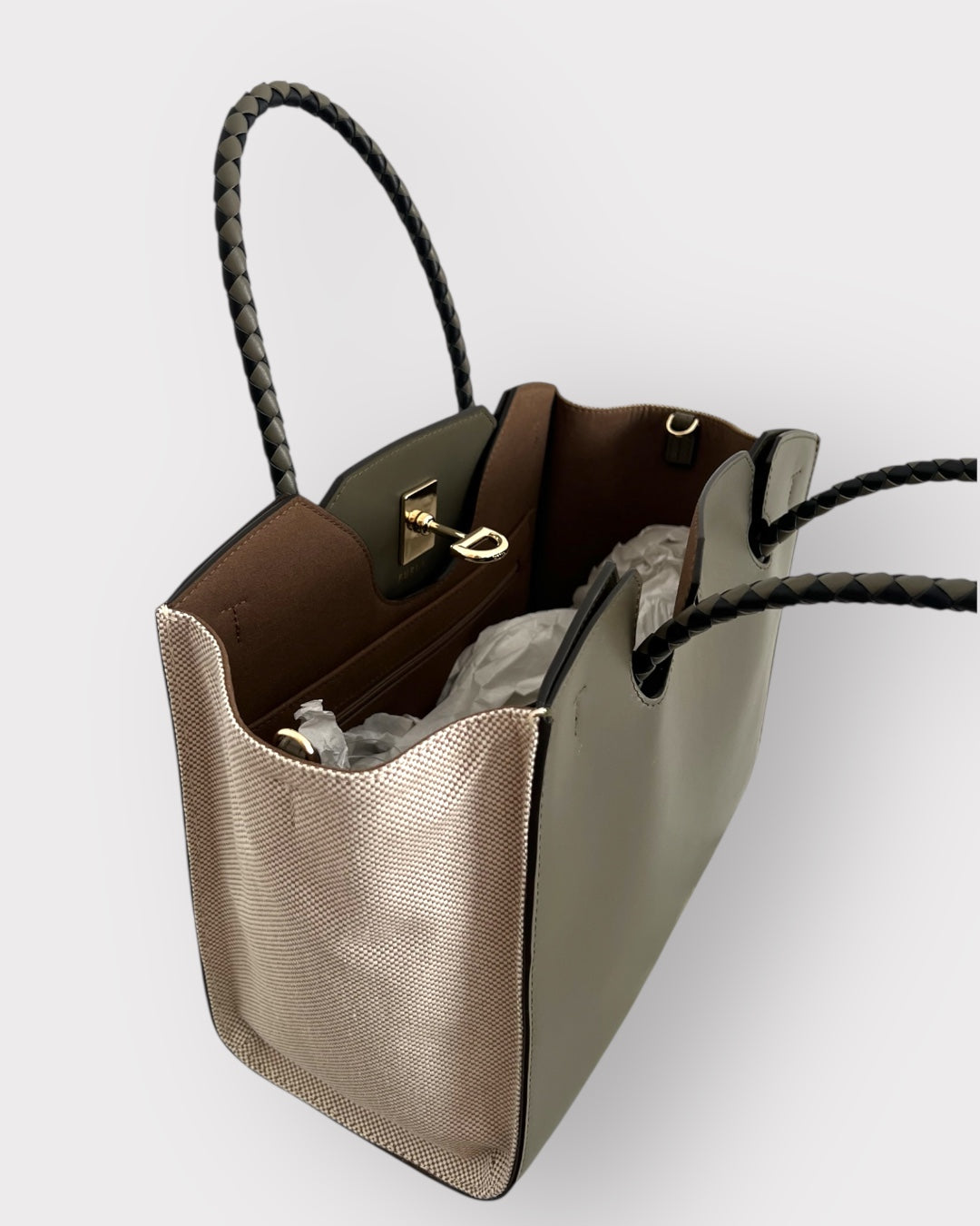 Geantă Furla Genesi M Tote – Tessuto Canvas + Vitello ROM