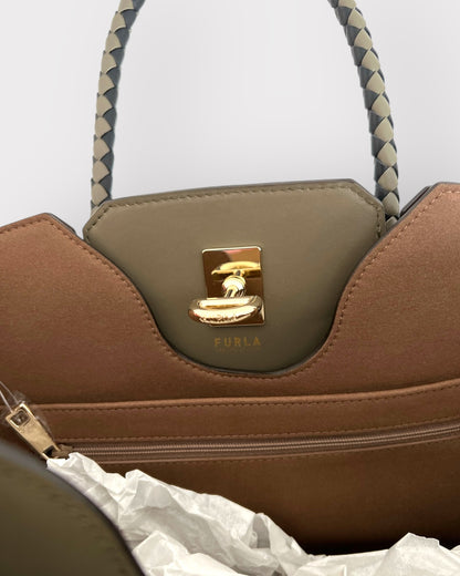 Geantă Furla Genesi M Tote – Tessuto Canvas + Vitello ROM