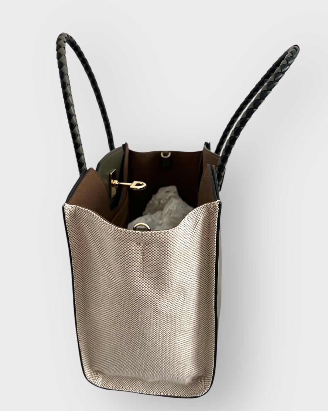 Geantă Furla Genesi M Tote – Tessuto Canvas + Vitello ROM