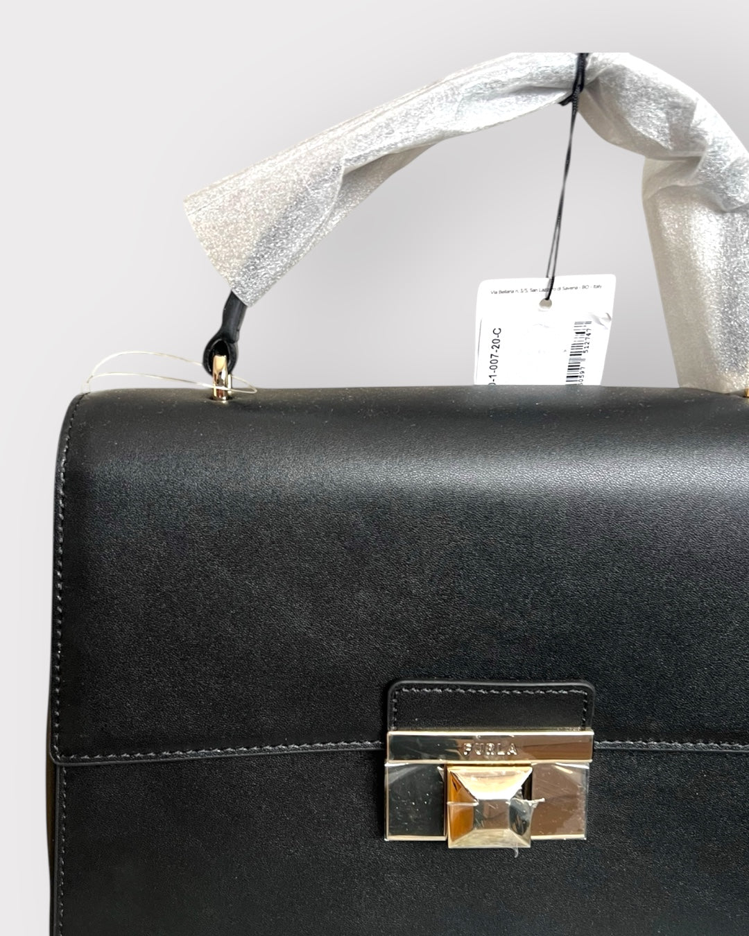 Geantă Furla Minerva S Satchel – Vitello Andromeda UNI Nero Galvancia (Piele Naturală Neagră)