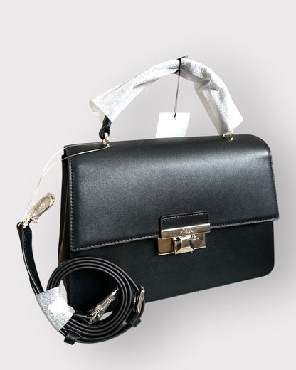 Geantă Furla Minerva S Satchel – Vitello Andromeda UNI Nero Galvancia (Piele Naturală Neagră)