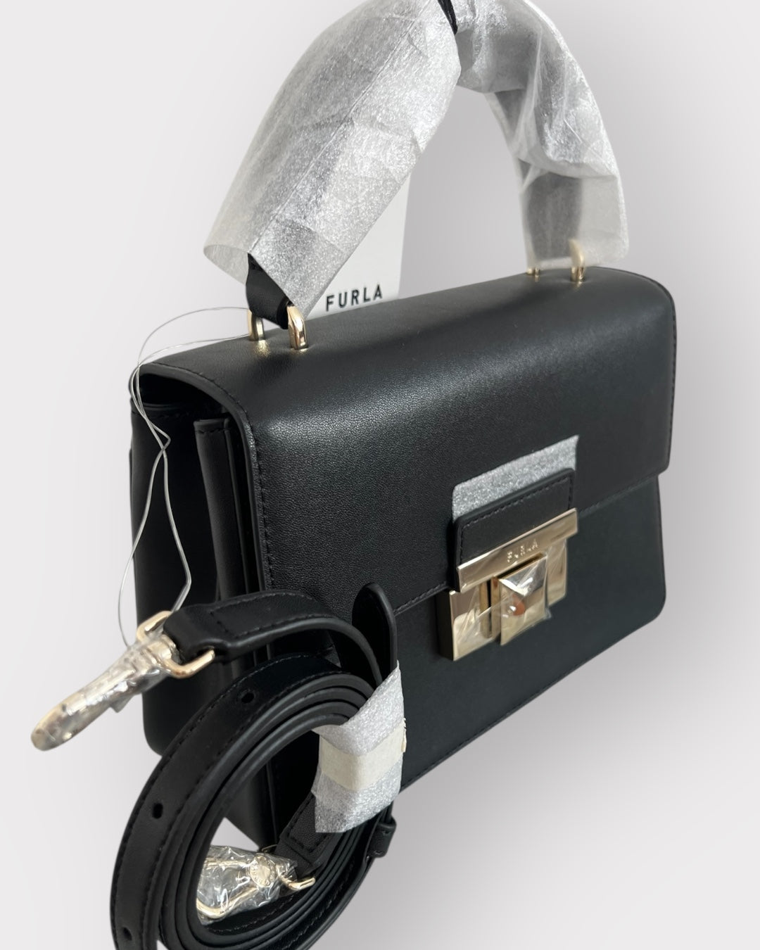 Geantă Furla Tea Mini Top Handle – Vitello Kera UNI Nero