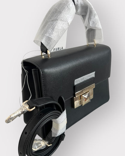 Geantă Furla Tea Mini Top Handle – Vitello Kera UNI Nero